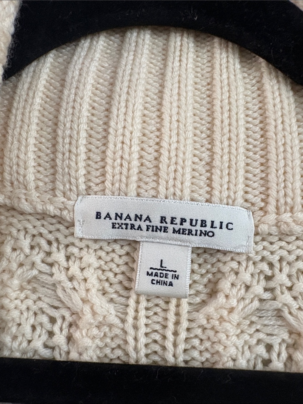 Banana Republic Extra Fine Merino Wool Cable Knit Longline Cardigan Ivory L EUC - Picture 6 of 7